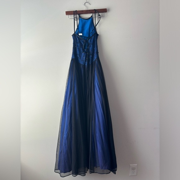 Y2K Dillard's black and blue prom midi length formal dress size 3/4 - Picture 7 of 7